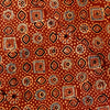 Pure Cotton Rust Ajrak With Tile Hand Block Print Fabric