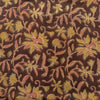 Pure Cotton Rust Brown With Mustard Floral Jaal Hand Block Print Fabric