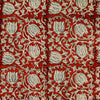 Pure Cotton Rust With Lotus Jaal Hand Block Print Fabric