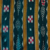 Pure Cotton Sambhalpuri Ikkat Dark Ocean With Detailed Intricate Stripes With Tiny Pasapalli Weaves Hand Woven Fabric