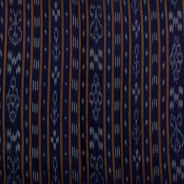Pre-cut 1.80 meter Pure Cotton Sambhalpuri Ikkat Navy Blue Stripes Handwoven Fabric