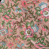 Pure Cotton Sandy Brown Jaipuri With Pastel Flower Jaal Hand Block Print Fabric