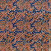 Pure Cotton Screen Print Blue With Mustard Green Kairi Jaal Fabric