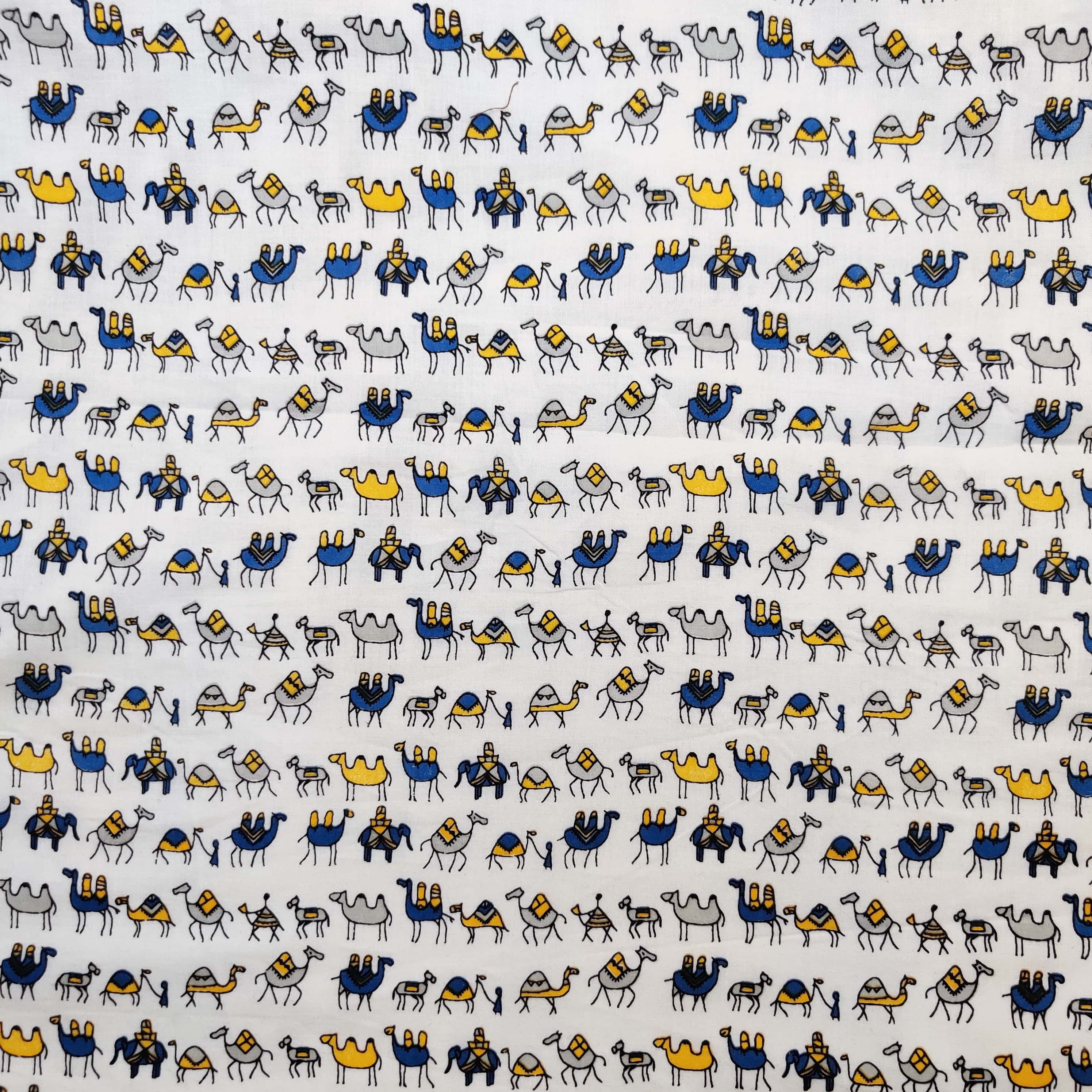 Pure Cotton ScreenPrint With Tiny Camels Hand Block Print Fabric ...