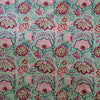 Pure Cotton Screenprint Pastel Green With Pink And Maroon Floral Motif Printed Fabric
