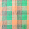 Pure Cotton Shades Of Green Orange Checks Handloom Fabric