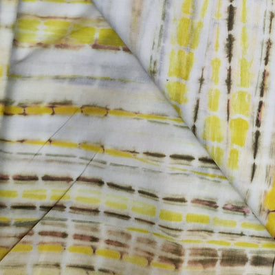 Pure Cotton Shibori Yellow Grey Tie And Dye Hand Made Fabric