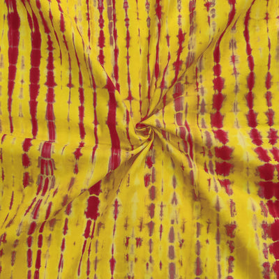 Pure Cotton Shibori Yellow With Pink Handmade Fabric