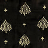 Pure Cotton Slub Black With Cream Tree Motif Embroidered Blouse Fabric ( 1.20 Meter )