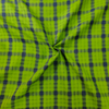 Pure Cotton Softndloom Checks Green And Navy Woven Fabric