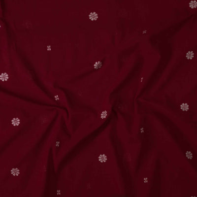 Pure Cotton Soft Jamdani Maroon With Floral Motifs Hand Woven Fabric