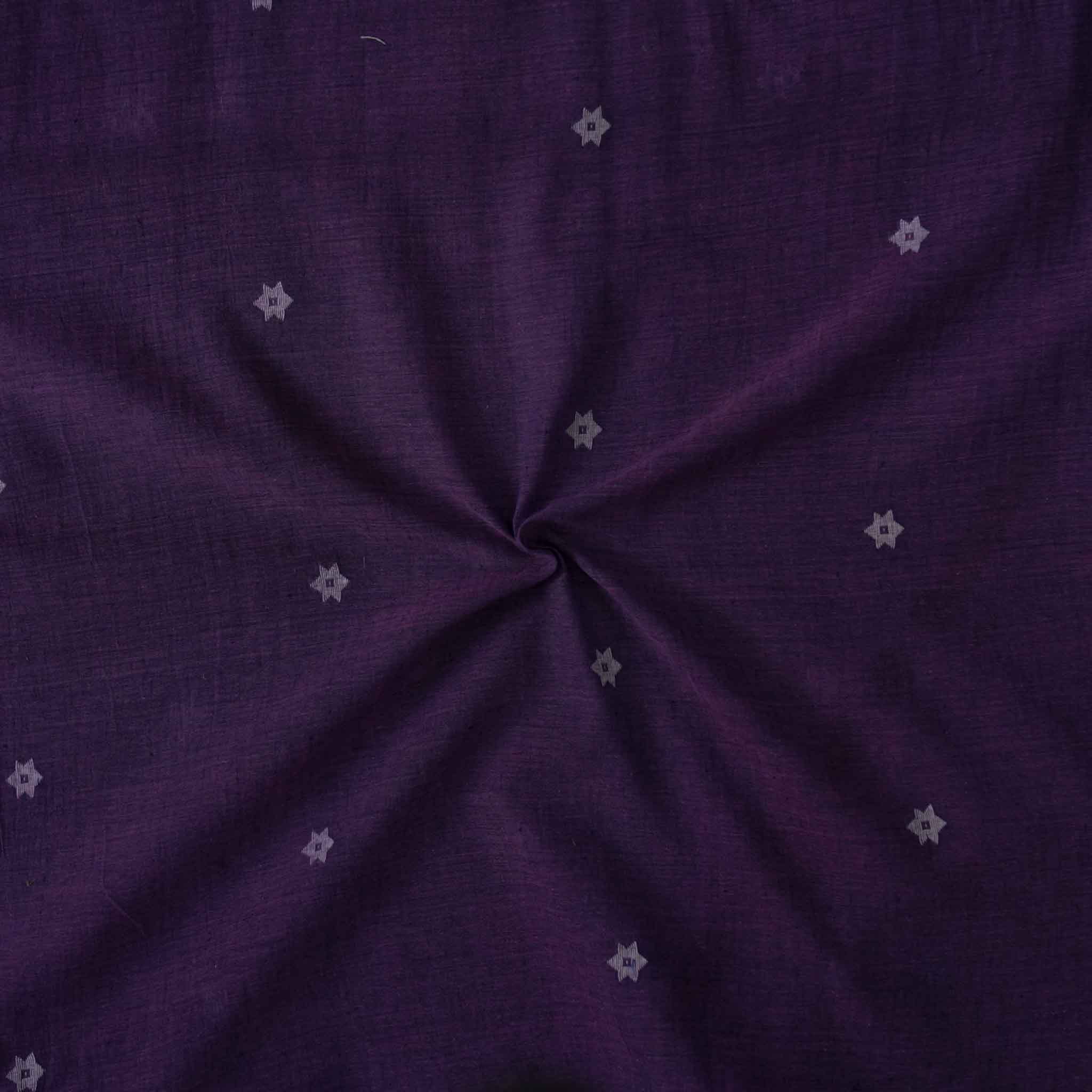 Pure Cotton Soft Jamdani Purple With Tiny Floral Motifs Hand Woven Fab ...