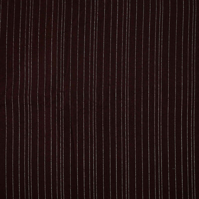Precut (1.5 meter) Pure Cotton South Handloom Brown With Silver Zari Stripes Woven Fabric