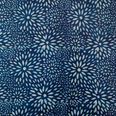 Pure Cotton Special Akola Indigo With All Over Petals Flower Hand Block Print blouse piece Fabric(1 meter)