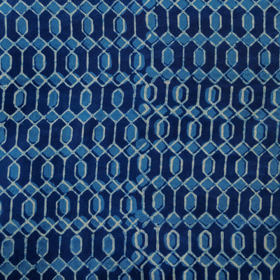 Pure Cotton Special Akola Indigo With Geometric Hand Block Print Fabric