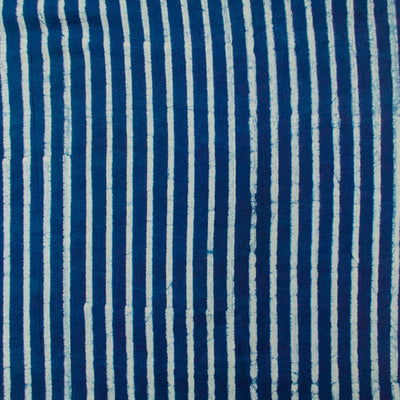 Pure Cotton Special Akola Indigo With Stripes Hand Block Print Fabric