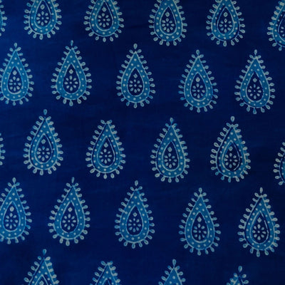 Pre -cut (1 .83 meter )Pure Cotton Special Akola Indigo With Tribal Motif Hand Block Print Fabric