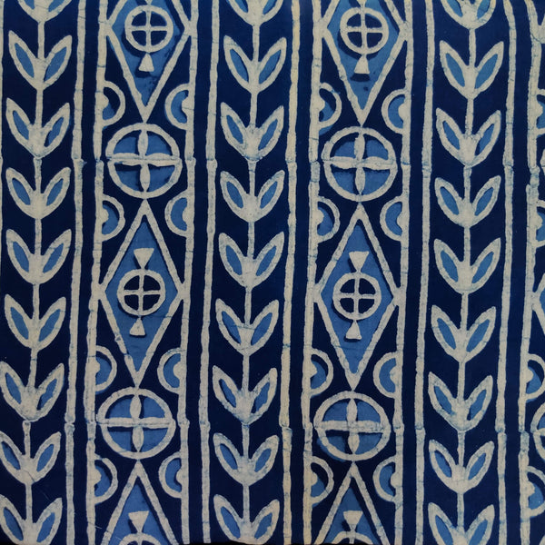 Pure Cotton Special Ankola Indigo With Intricate Tribal Stripes  Hand Block Print Fabric