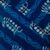 Pure Cotton Special Ankola Indigo With Light Blue Creeper And Spaced Out Sea Weed Motif Hand Block Print Blouse Piece Fabric ( 1 meter )