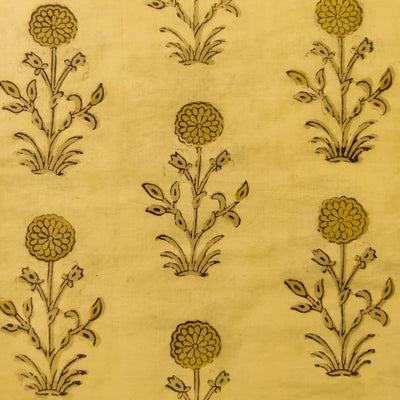 Pure Cotton Special Sandy Mustard Dabu Ajrak With Mughal Motif Hand Block Print blouse piece Fabric(0.80 meter)