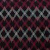Pure Cotton Special Weaves Mercerised Ikkat Black With Maroon Grey Criss Cross Woven Fabric