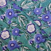 Pure Cotton Teal Jaipuri With Blue And White Floral Grass Hand Block Print Fabric