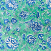 Pure Cotton Teal Jaipuri With Blue Flower Wild Jaal Hand Block Print Fabric