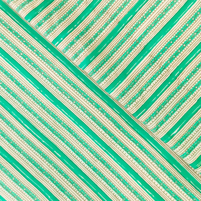 Pure Cotton Teal Stripes Screen Print Fabric