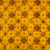 Pure Cotton Turmeric Dyed Ajrak With Black And Rust Tiles Hand Block Print Fabric