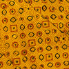 Pure Cotton Turmeric Dyed  Ajrak With Rust Black And Cream Tile Hand Block Print Fabric