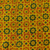 Pure Cotton Turmeric Dyed Kaatha With Stars Geometry Hand Block Print Fabric