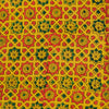 Pure Cotton Turmeric Dyed Natural Ajrak With Star Tile Hand Block Print Fabric