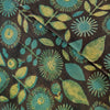 Pure Cotton Vanaspati Ajrak Black With Sunflower Field Hand Block Print Fabric
