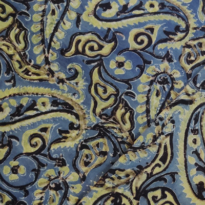 Pure Cotton Vanaspati Blue With Kairi Jaal Hand Block Print Fabric