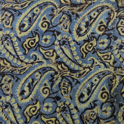 Pure Cotton Vanaspati Blue With Kairi Jaal Hand Block Print Fabric