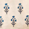 Pure Cotton White Jaipuri With Blue Mughal Motif Hand Block Print Fabric