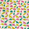 Pure Cotton Jaipuri White With Pink Yellow Teal Dino Hand Block Print Fabric