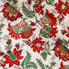 Pure Cotton White Jaipuri With Orange Red Flower Jaal Hand Block Print Fabric