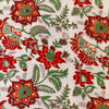 Pure Cotton White Jaipuri With Orange Red Flower Jaal Hand Block Print Fabric