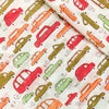 Pure Cotton White Jaipuri With Peach Green And Red Cars Hand Block Print Fabric