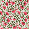 Pure Cotton White Jaipuri With Pink Flower Jaal Hand Block Print Fabric
