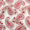 Pure Cotton White Jaipuri With pink Kairi Jaal Hand Block Print Blouse Fabric