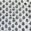 Pure Cotton White With Black And Grey Floral Motifs Hand Block Print Fabric