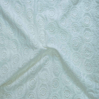 Pre-Cut 1.40 Pure Cotton White With Chakra Pattern Hakoba Fabric