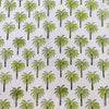 Pure Cotton White With Green Palm Trees Hand Block Print Fabric