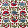Pure Cotton White With Red And Blue Creeper Hand Block Print Fabric