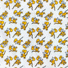 Pure Cotton White With Yellow Cute Mice Screen Print Fabric