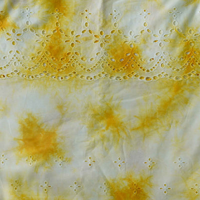(Width 56 Inches )Pure Cotton Yellow And Cream Abstract Batik Hakoba Fabric
