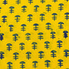 Pure Cotton Yellow Gamthi With Blue Fish Bone Motifs Hand Block Print Fabric