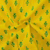 Pure Cotton Yellow Gamthi With Green Tiny Motifs Hand Block Print Fabric